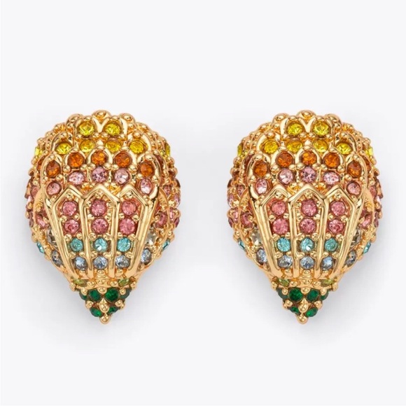 Kurt Geiger Gold Multicolor eagle head pierced Earrings nwt - Picture 3 of 6